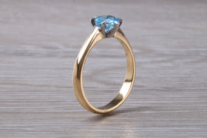 One carat Swiss Blue Topaz set Gold Ring