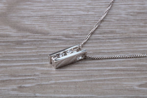 Natural Diamond Line Pendant.18ct White Gold Diamond Necklace.April birthstone,Aries Zodiac Gemstone.Ideal 16th,18th,21st Birthday Present.