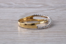 Load image into Gallery viewer, Crossover Diamond set Two Tone 18ct Gold Ring