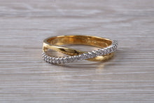 Load image into Gallery viewer, Crossover Diamond set Two Tone 18ct Gold Ring