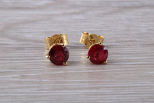 Load image into Gallery viewer, Stunning 1 carat Ruby Solitaire set 18ct Yellow Gold Earrings