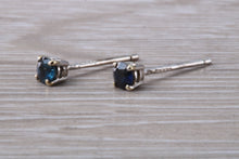 Load image into Gallery viewer, Blue Sapphire set 18ct White Gold Stud Earrings