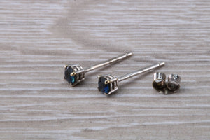 Blue Sapphire set 18ct White Gold Stud Earrings