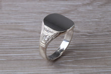 Load image into Gallery viewer, Family Crest Engraved Large Chunky Patterned Signet Ring in Sterling Silver