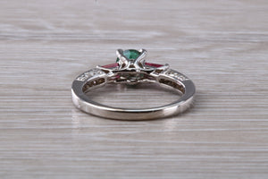 Emerald, Ruby and Diamond set 18ct White Gold Ring