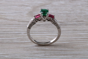 Emerald, Ruby and Diamond set 18ct White Gold Ring