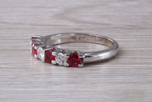 Load image into Gallery viewer, Ruby and Diamond 7 Stone 18ct White Gold Ring