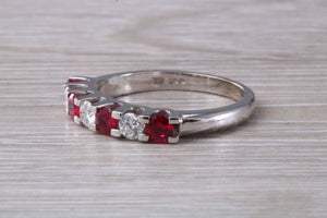 Ruby and Diamond 7 Stone 18ct White Gold Ring