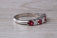 Load image into Gallery viewer, Ruby and Diamond 7 Stone 18ct White Gold Ring