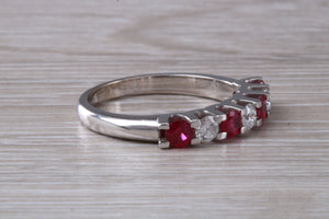 Ruby and Diamond 7 Stone 18ct White Gold Ring