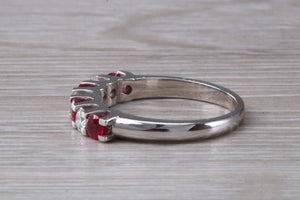 Ruby and Diamond 7 Stone 18ct White Gold Ring