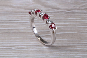 Ruby and Diamond 7 Stone 18ct White Gold Ring