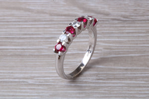 Ruby and Diamond 7 Stone 18ct White Gold Ring