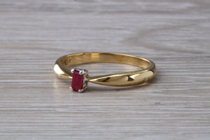 Petite and Simple Ruby set 18ct Gold Solitaire