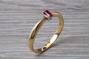 Petite and Simple Ruby set 18ct Gold Solitaire