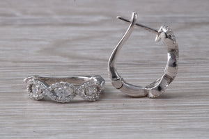 Dressy Diamond set 18ct White Gold Half Hoop Earrings