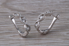 Load image into Gallery viewer, Dressy Diamond set 18ct White Gold Half Hoop Earrings