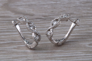 Dressy Diamond set 18ct White Gold Half Hoop Earrings