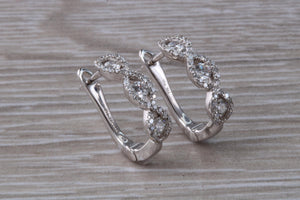 Dressy Diamond set 18ct White Gold Half Hoop Earrings