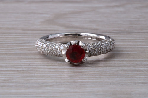 Very Dressy Blood red Ruby and with Diamond Encrusted Ring