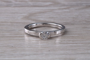 Half Bezel Diamond set 18ct White Gold Solitaire