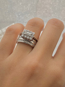 Engagement Ring with Matching Two Row Diamond set Band
