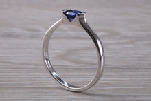 Load image into Gallery viewer, Half carat Oval cut Blue Sapphire set 18ct White Gold Ring