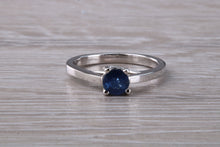 Load image into Gallery viewer, Half carat Beautiful Royal Blue Sapphire set 18ct White Gold Ring