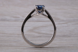 Half carat Beautiful Royal Blue Sapphire set 18ct White Gold Ring