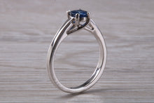 Load image into Gallery viewer, Half carat Beautiful Royal Blue Sapphire set 18ct White Gold Ring