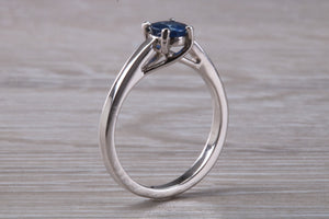 Half carat Beautiful Royal Blue Sapphire set 18ct White Gold Ring