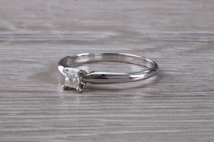 Dainty and Minimalist Princess cut diamond Set 18ct White Gold Solitaire