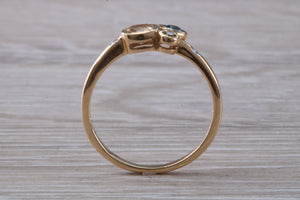 Multi gemstone set ring, 9ct yellow gold and set with bluse sapphire, green sapphire and yellow sapphireand diamonds