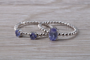 Set of Two Tanzanite Stack Rings in 9ct white gold