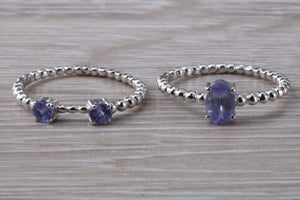 Set of Two Tanzanite Stack Rings in 9ct white gold