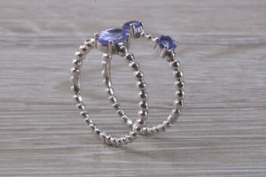 Set of Two Tanzanite Stack Rings in 9ct white gold