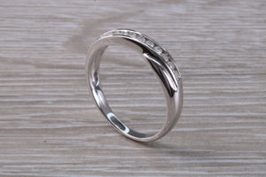 Diamond set Crossover Ring