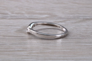Natural diamond set wishbone ring, solid 9ct white gold set with real diamonds, simple and elegant