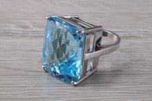 Load image into Gallery viewer, Very Large 70 carat Sky Blue Topaz set White Gold Statement Ring