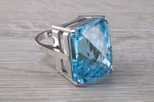 Load image into Gallery viewer, Very Large 70 carat Sky Blue Topaz set White Gold Statement Ring