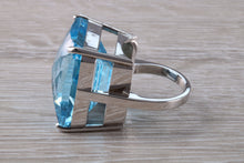 Load image into Gallery viewer, Very Large 70 carat Sky Blue Topaz set White Gold Statement Ring