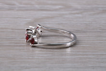 Load image into Gallery viewer, Dainty Ruby and Diamond ring. very unusual styled band in 18ct white gold