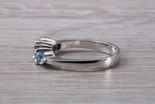 Load image into Gallery viewer, Blue topaz and diamond set ring. 18ct white gold with real diamonds and real topaz