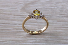Load image into Gallery viewer, Traditional Yellow Sapphire and Diamond Gold Ring