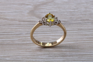 Traditional Yellow Sapphire and Diamond Gold Ring