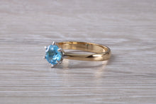 Load image into Gallery viewer, One carat Swiss Blue Topaz set Gold Ring