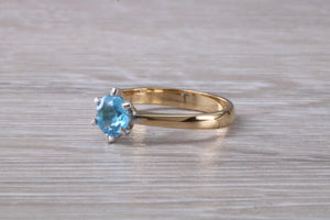 One carat Swiss Blue Topaz set Gold Ring