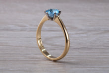 Load image into Gallery viewer, One carat Swiss Blue Topaz set Gold Ring