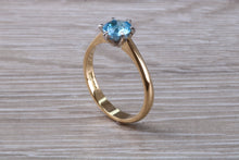 Load image into Gallery viewer, One carat Swiss Blue Topaz set Gold Ring