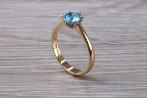 One carat Swiss Blue Topaz set Gold Ring